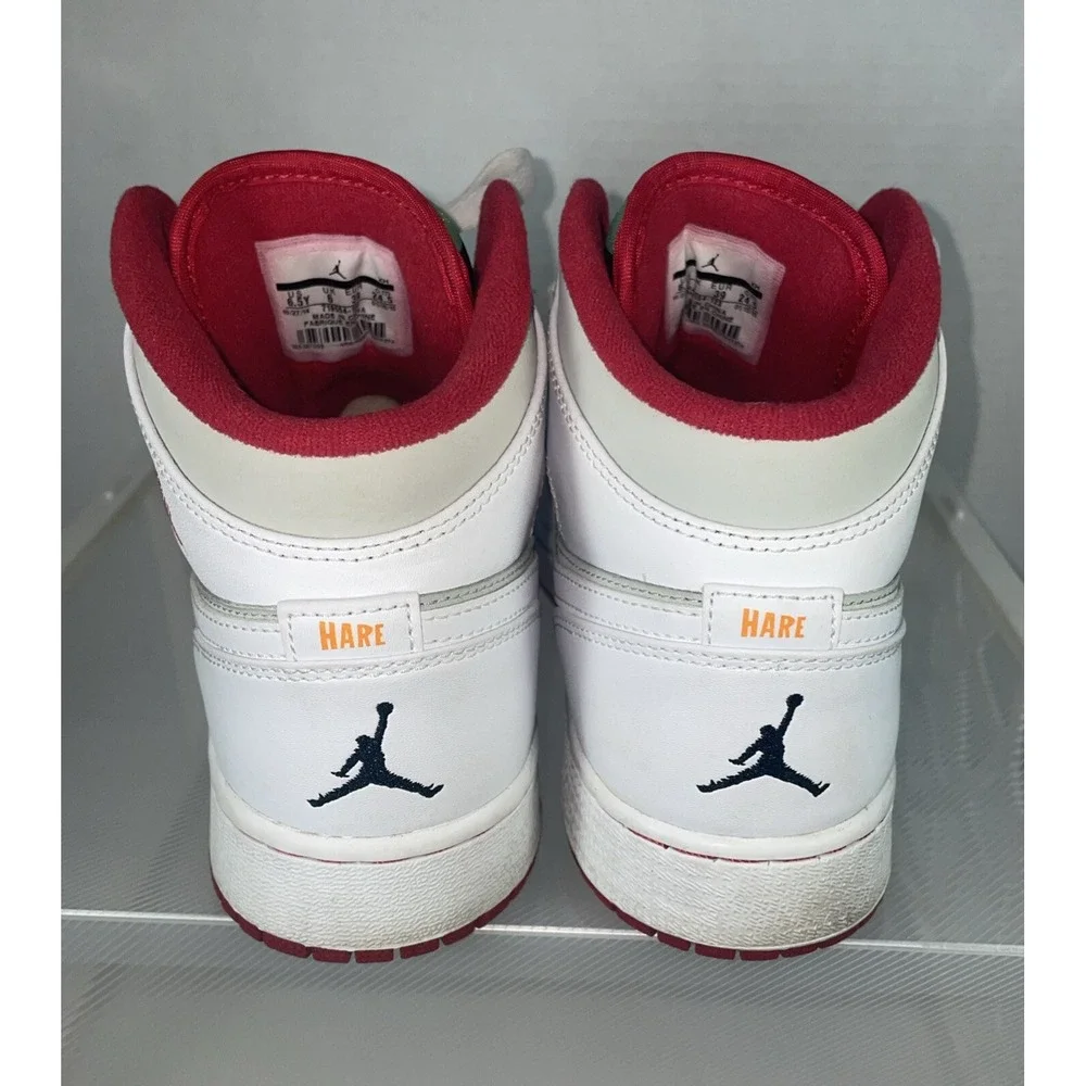 Air‎ Jordan 1 Mid Hare 2015 Bugs Bunny White Silver Red 719554-123 Mens 6.5Y 8W